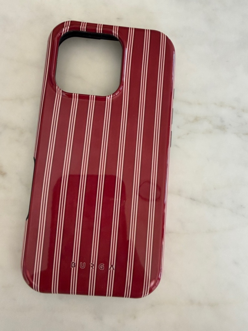 Burga iPhone 16 Pro Red Striped Protective Phone Case